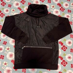 Black Funnel Neck Pullover with Front Zip Pocket size S